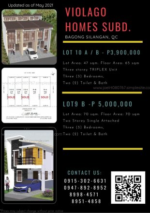 70sqm House and Lot in Violago Homes Bagong Silangan, Quezon City. 📌