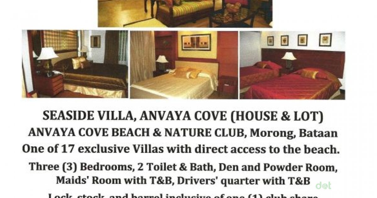 3 Bedroom Townhouse For Sale In Anvaya Cove Morong Bataan Bataan